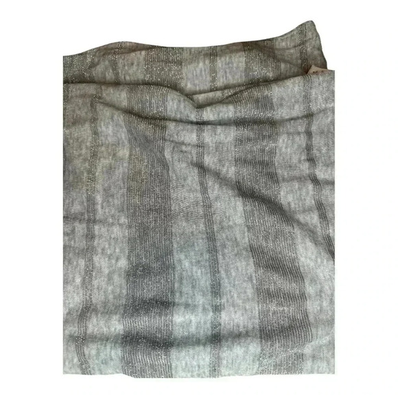 American Eagle Gray Metallic Striped Infinity Wrap Scarf - Picture 3 of 4